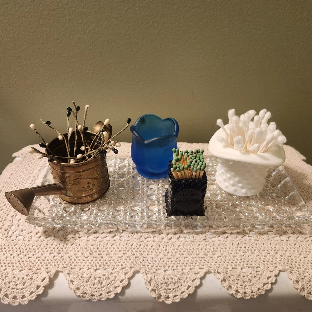 Vintage Fenton Hobnail Milkglass Top Hat Toothpick / QTip /Matchstick Holder